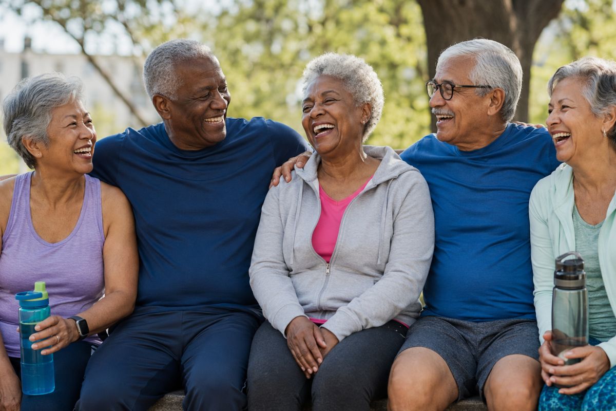 Older adults connecting and participating in a community gathering