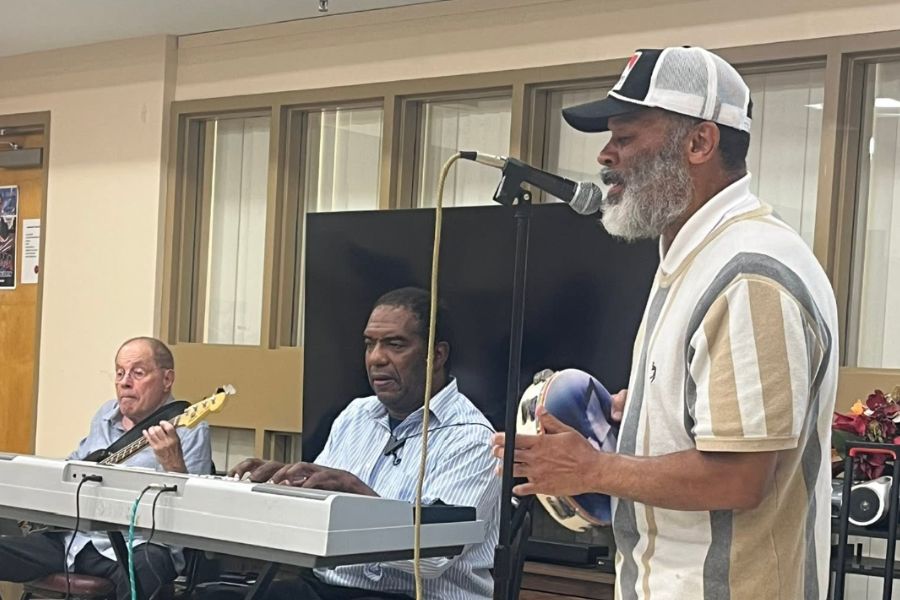 Musicians performing during the Genevieve N. Johnson Senior Center Music Memory Cafe program